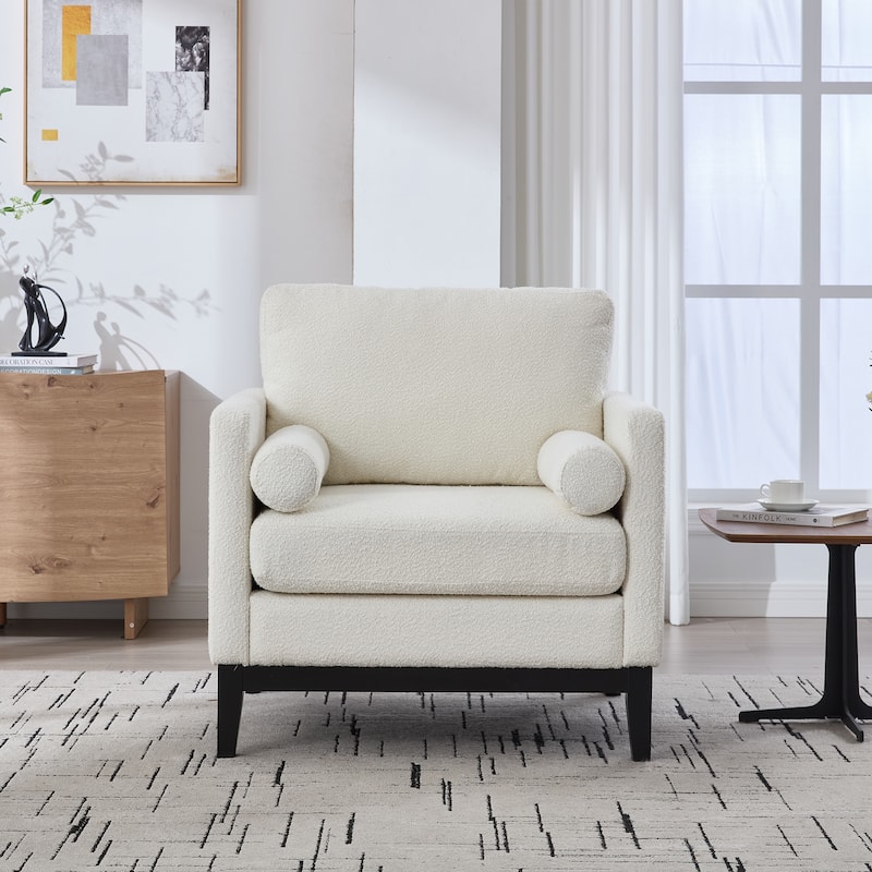 Boucle Armchair with Pillows