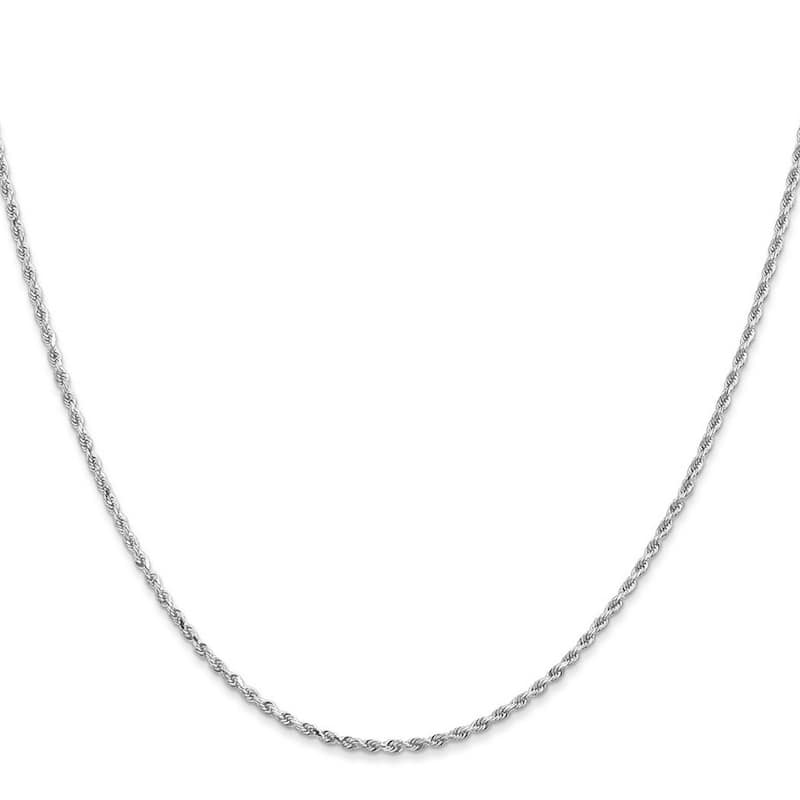 Curata 10k White Gold Solid 1.75mm Diamond-cut Rope Chain Necklace (Lobster) Options 16 18 20 24