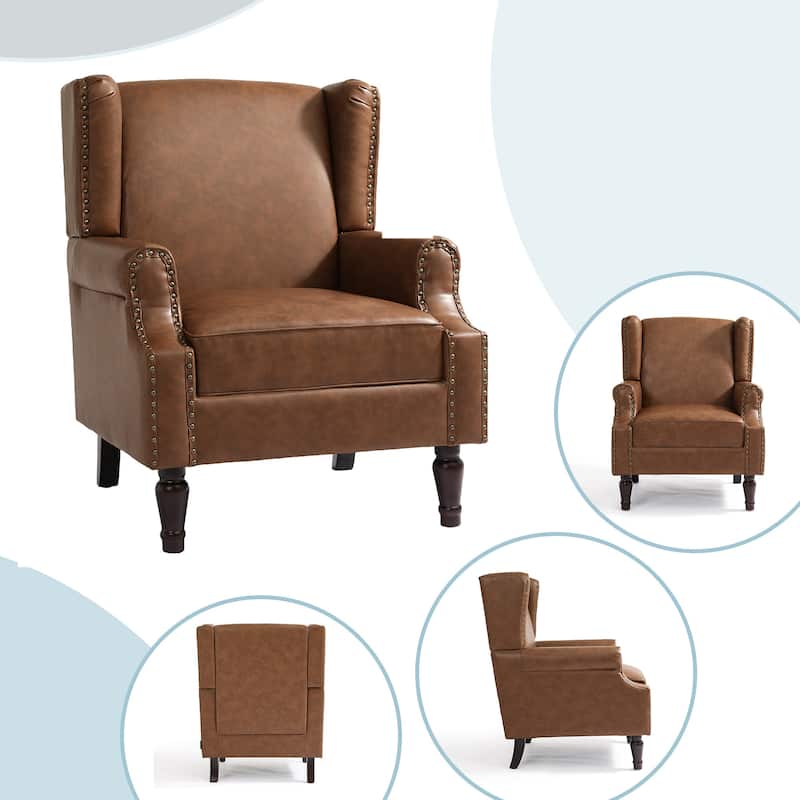 Wingback Accent Chair Nailhead Trim Living Room Reading Chair