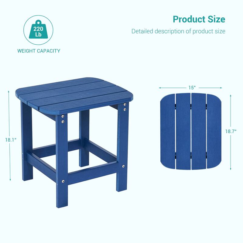 BONOSUKI Outdoor Rectangular All Weather Adirondack Side Table