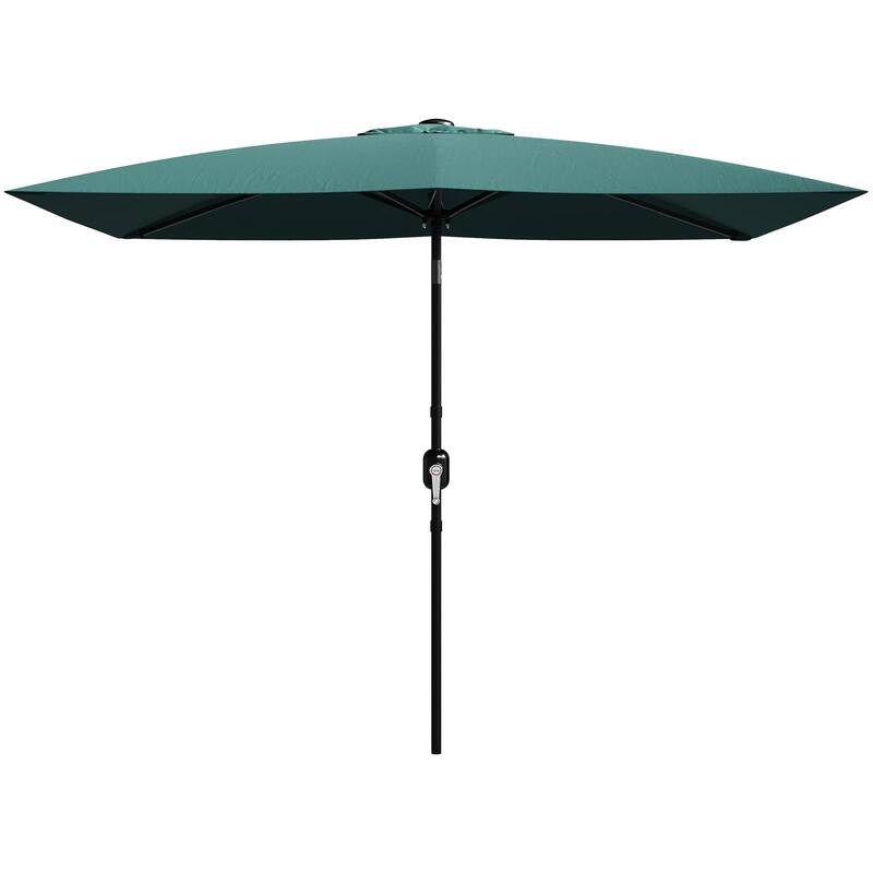 10'X6.5' Rectangular Outdoor Umbrella, with Crank & Push Button Tilt - Turquoise Blue