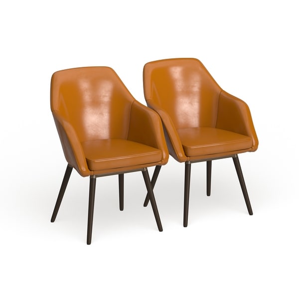 Carson Carrington Akrehamn Cappuccino Faux Leather Armchair (Set of 2). Opens flyout.