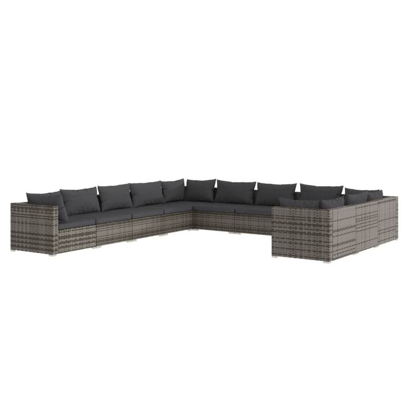 vidaXL Patio Lounge Set Outdoor Sectional Sofa Set Table Garden Poly Rattan - 27.6" x 27.6" x 23.8"