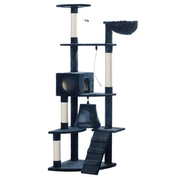 Shop Vidaxl Cat Tree 75 Dark Blue Plush Overstock 18965037