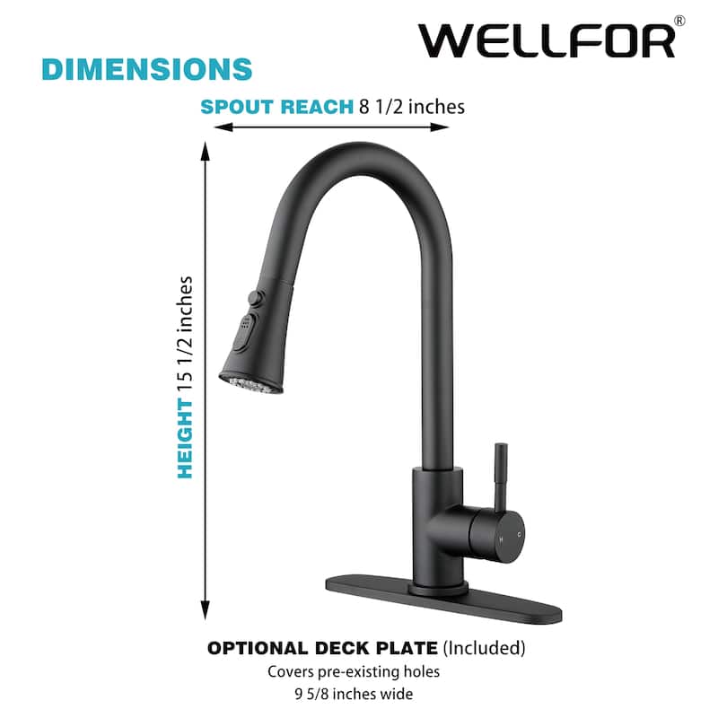 Single Handle Pull-down Sprayer Kitchen Faucet With Deck plate