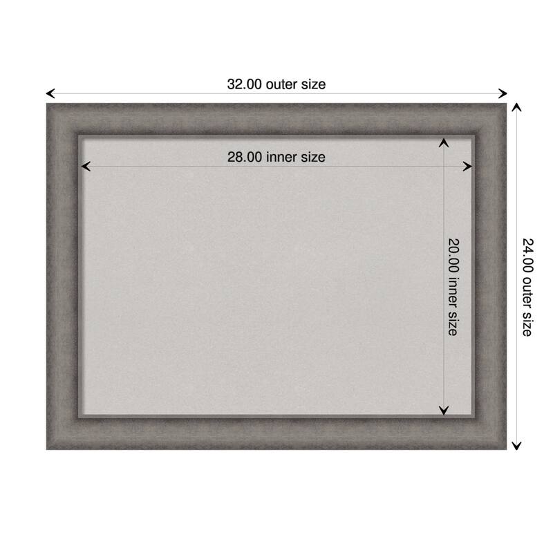 Burnished Concrete Wood Framed Grey Corkboard Bulletin Board - Board Size 28x20