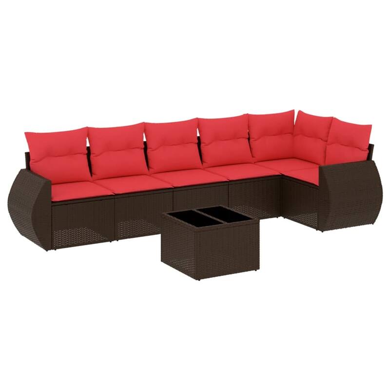 vidaXL Patio Sofa Set with Cushions Outdoor Conversation Furniture Poly Rattan - 24.4 x 24.4 x 27.2