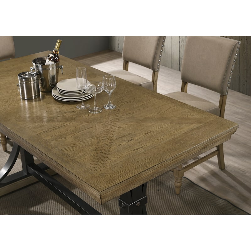 Roundhill Furniture Birmingham 7-piece Driftwood Finish Table with Nail Head Chairs Counter Height Dining Set