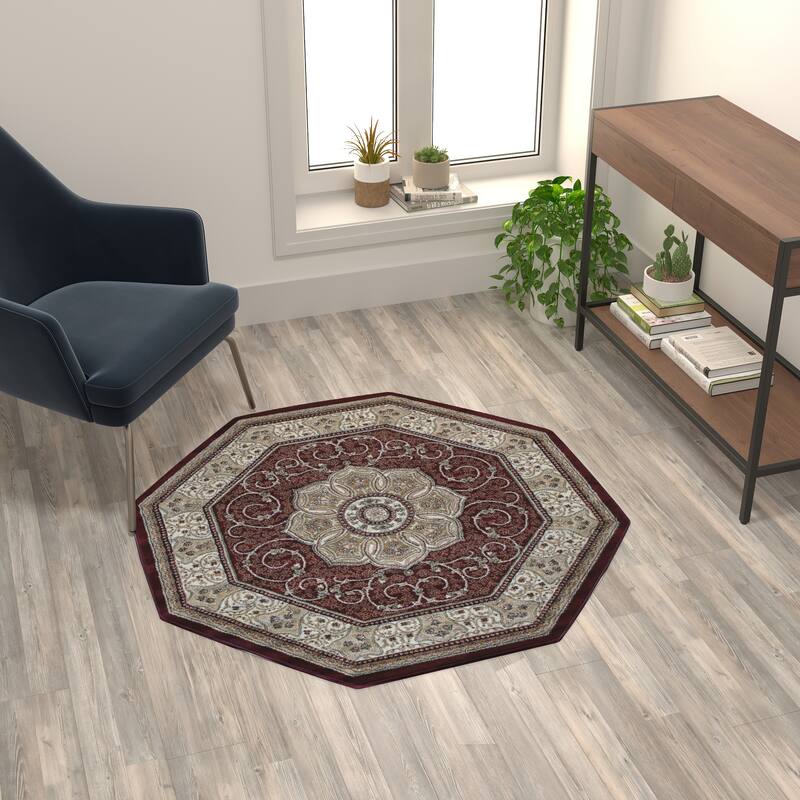 Medallion Motif Traditional Persian Style Olefin Area Rug