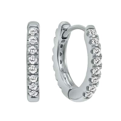 Marquee 1/4 Carat TW Double Sided Small Diamond Hoop Huggie Earrings in 10K White Gold