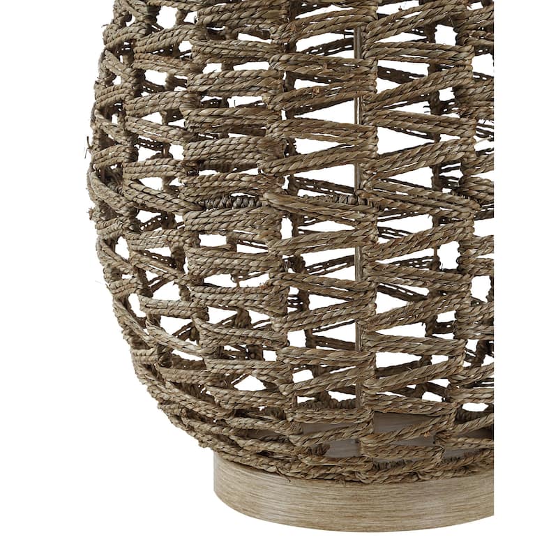 Coastal Style Woven Rope Table Lamp with Tapered Drum Shade - 29"