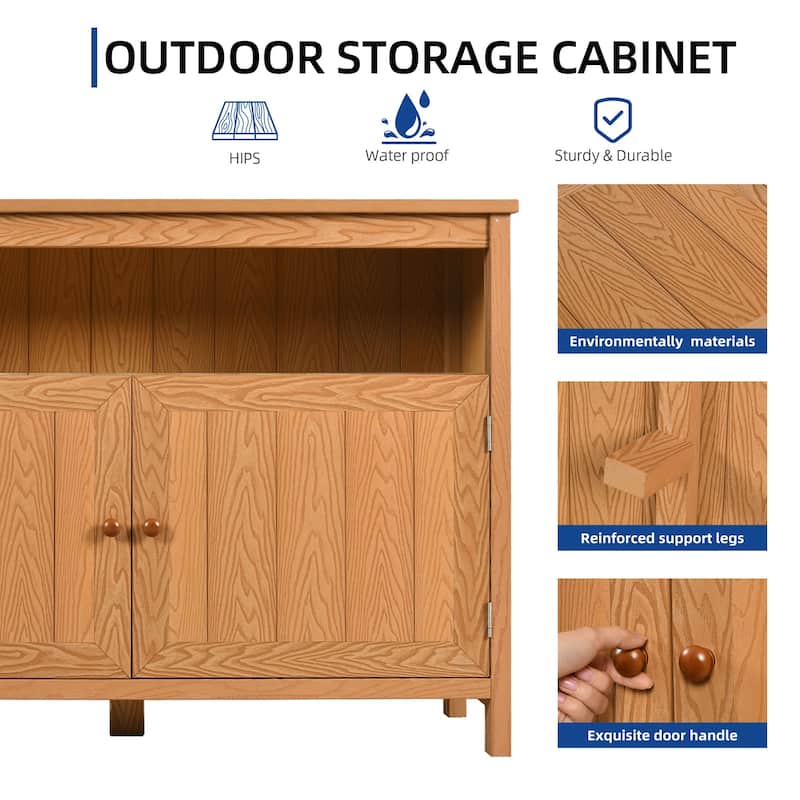 Moasis 44" Outdoor Sideboard Patio Console Table with Storage Cabinet and Shelves