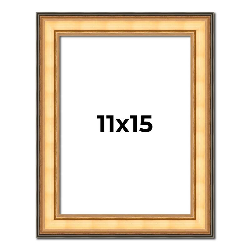 11x15 Frame Gold Plein Aire Solid Wood Picture Frame Width 2 Inches |