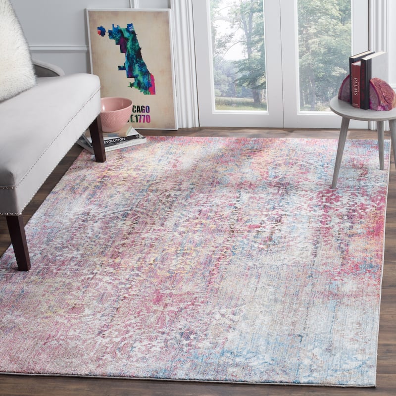 SAFAVIEH Bristol Pegguy Vintage Boho Oriental Polyester Rug - 5'1" x 7'6" - Pink/Multi