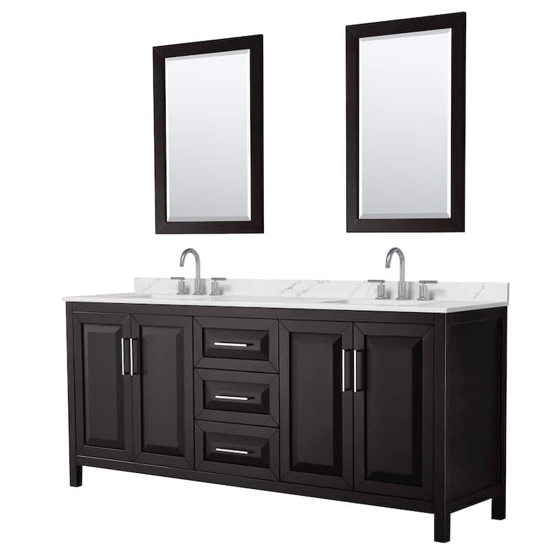 Wyndham Collection WCV252580D-QTZ-US3M24 Daria 80" Free Standing - Dark Espresso / Giotto Quartz Top / Polished