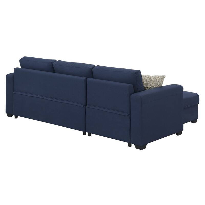 Blue Reversible Pop-Up Sleeper Sectional, 88x58x34 inches, 203 lbs