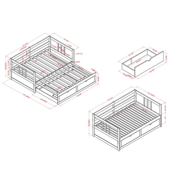 Furniture of America Abrielle Twin/King Expandable Sleeper Daybed with Storage