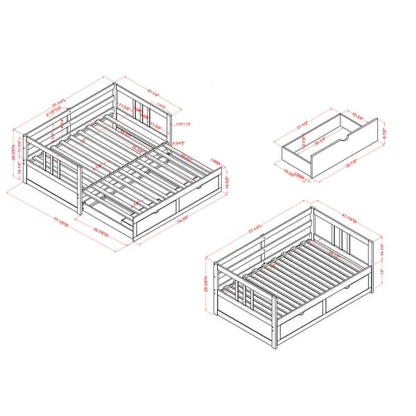 Furniture of America Abrielle Twin/King Expandable Storage Daybed Bed
