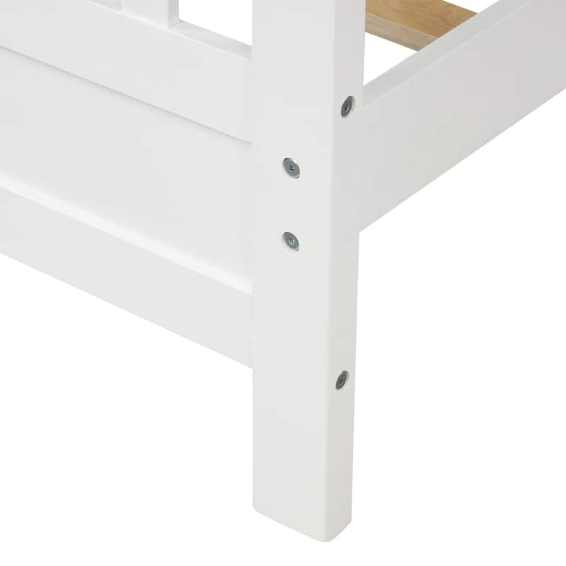 White Twin Pine Wood Platform Bed Frame with Headboard & Footboard