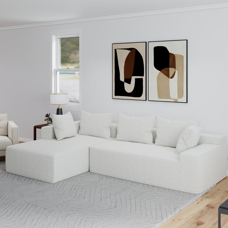 L-Shaped No Assembly Required Upholstery Sofa Deep Seat Modular Sofa