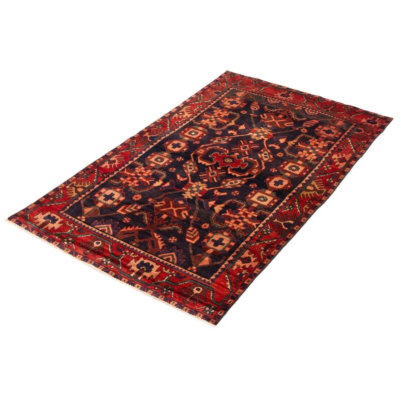 ECARPETGALLERY Hand-knotted Anadol Dark Navy Wool Rug - 4' 3" x 7' 1"