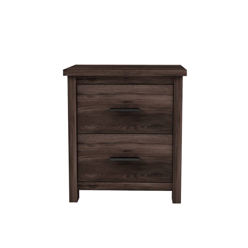 Vintage Two Drawer Bedside Table, Wooden Original Texture Nightstand with Large Storage Space for Bedroom Livingroom