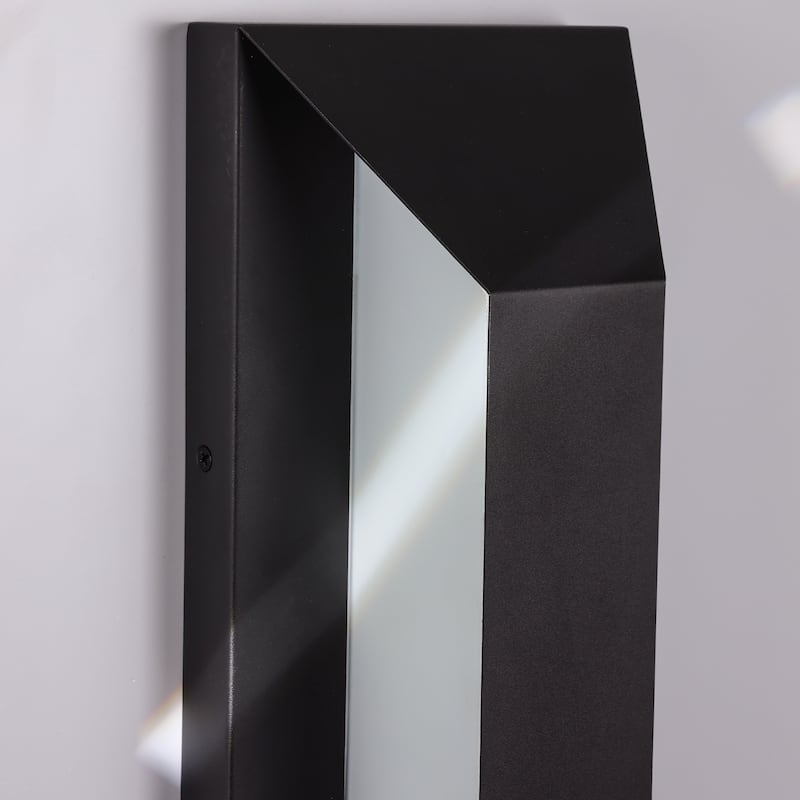 Black Outdoor LED Wall Lantern Sconce with Frosted Glass