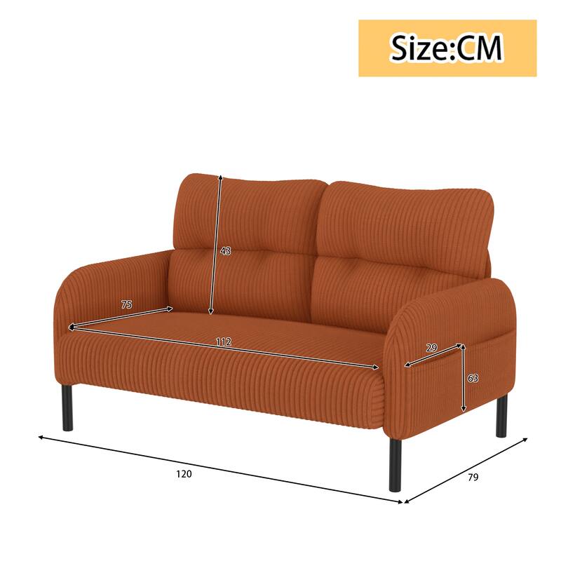 Corduroy Fabric,Comfortable Monochrome Double Sofa,Suitable For Living Rooms And Bedrooms
