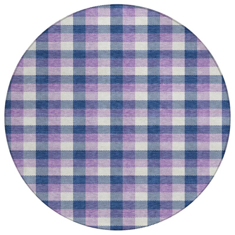 Machine Washable Indoor/ Outdoor Plaid Chantille Rug