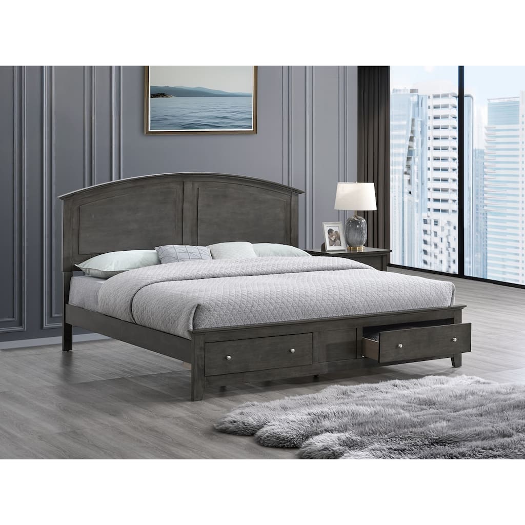 Roomfitters Wood Platform Storage Bed Frame with Arched Headboard and Footboard Drawers, No Box Spring Needed