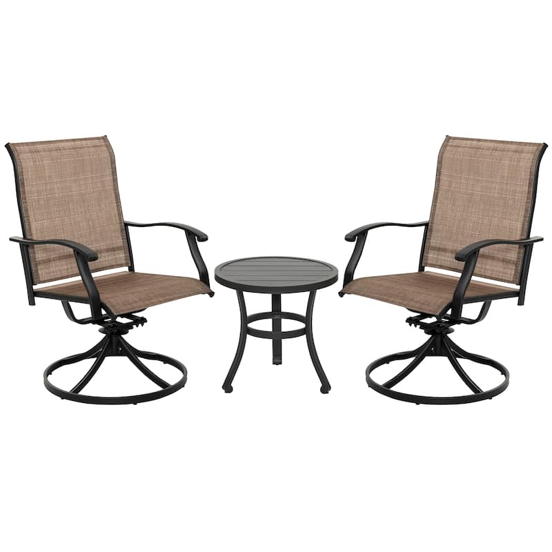 Outdoor 3-Piece Bistro Set, Textilene Fabric, Powder-Coated Iron Frame