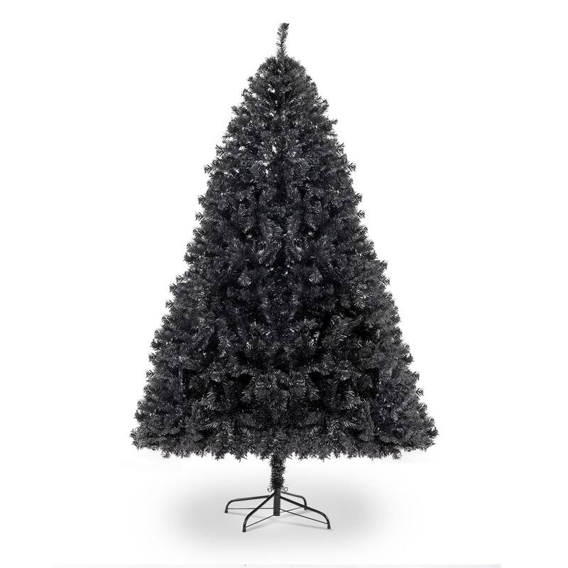 6ft Black PVC Christmas Tree with 1050 Branches and Metal Stand Perfect Holiday Centerpiece - 6-Feet