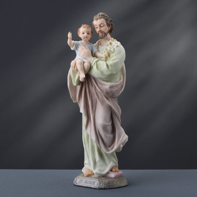 8.27 inches Height Polyresin Saint Joseph Holding Baby Jesus Multicolor Finish Figurine