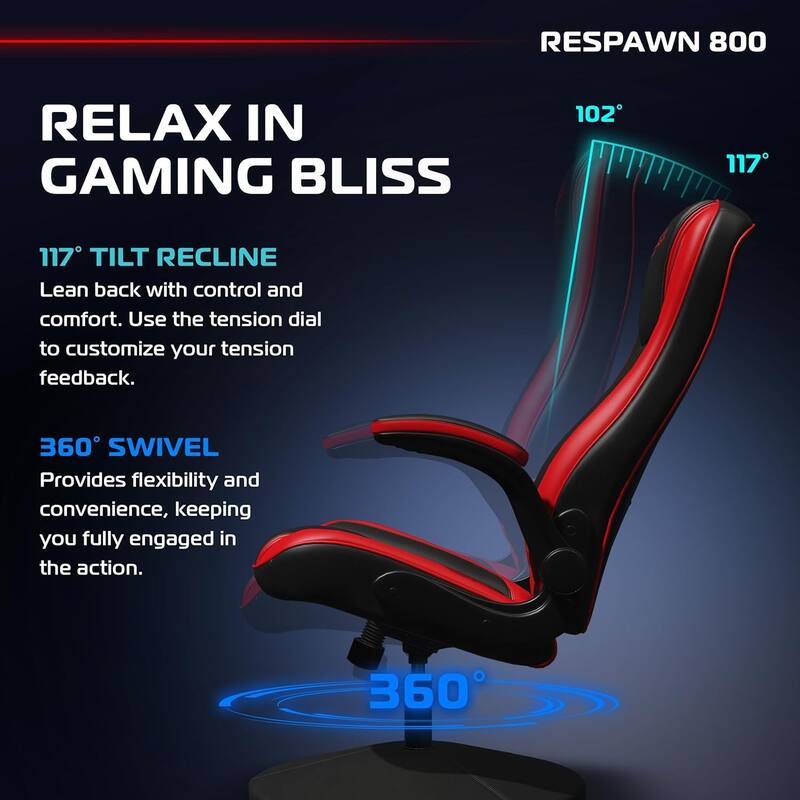 RESPAWN 800 Gaming Chair Floor, Swivel Rocker Gaming Chair, High Back Ergonomic Floor Gaming Chair for Kids and Adults