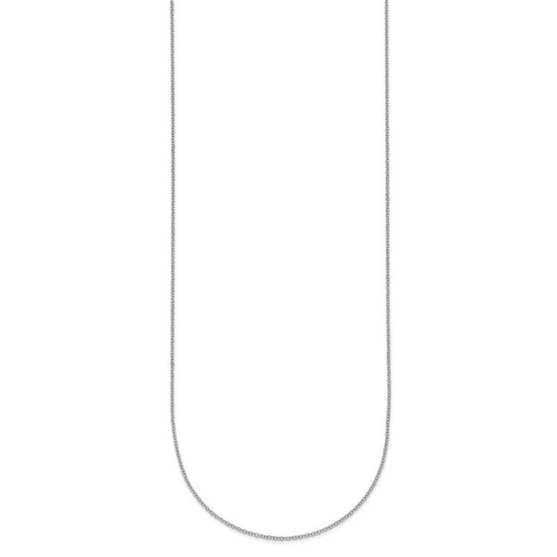 Curata Italian 14k White Gold 1.1mm Cable Chain Necklace For Women (Spring Ring)