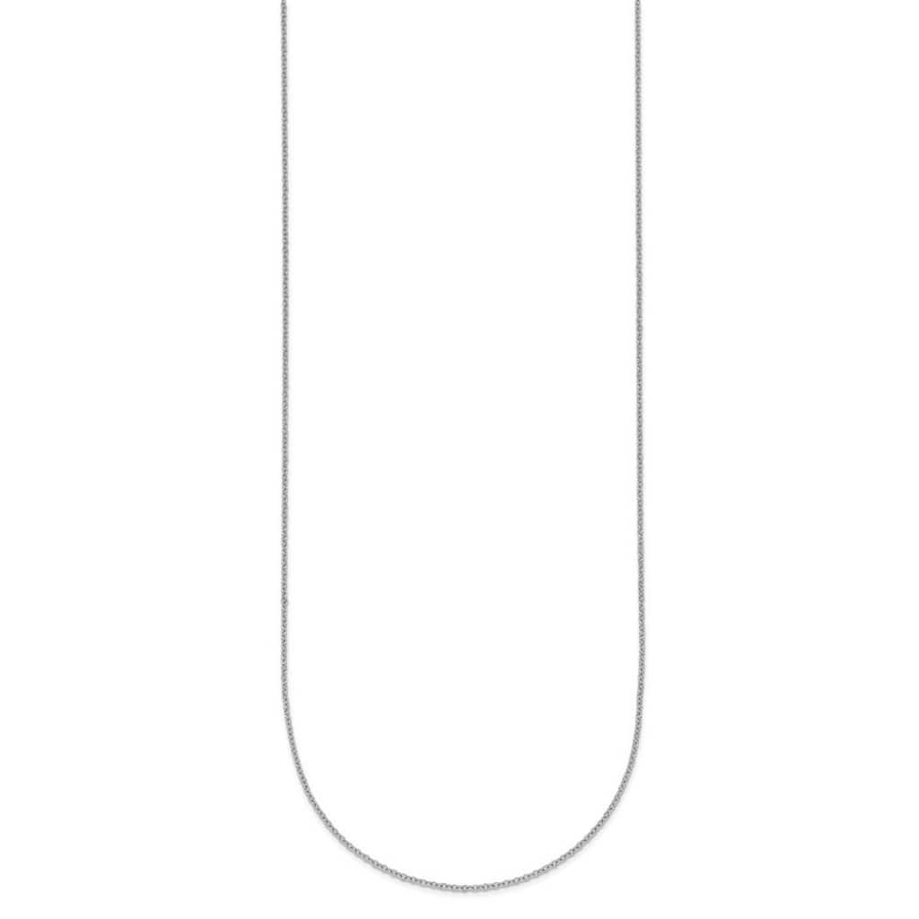 Curata Italian 14k White Gold 1.1mm Cable Chain Necklace For Women (Spring Ring)
