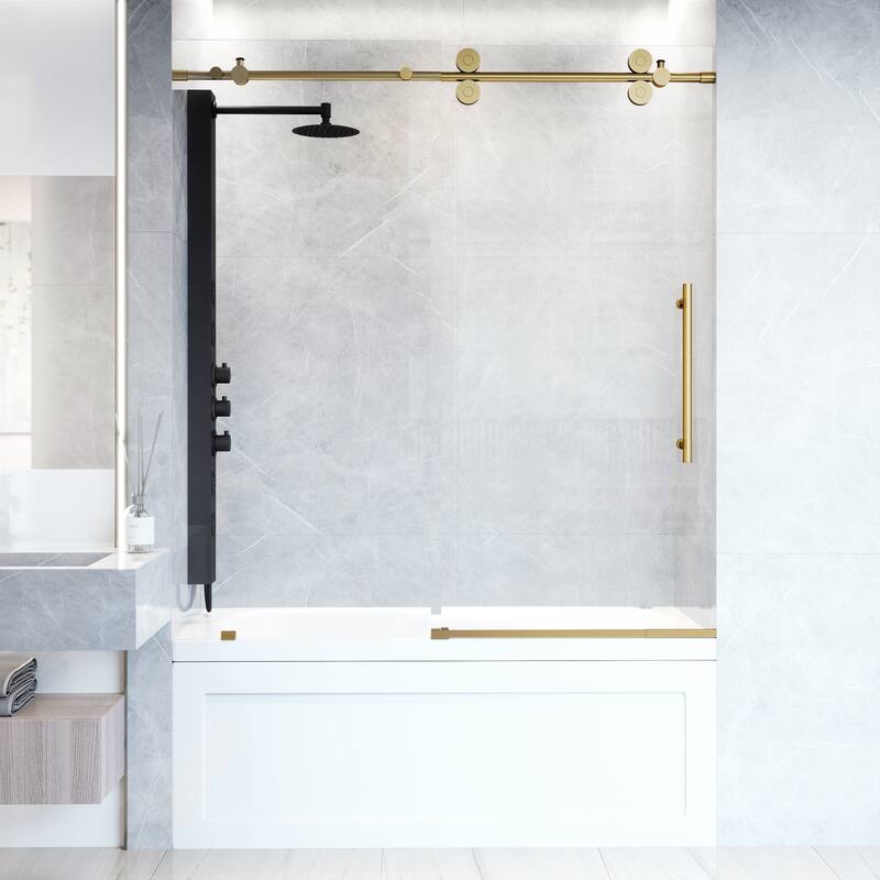 VIGO Elan 56" to 60" W x 66" H Frameless Sliding Tub Door