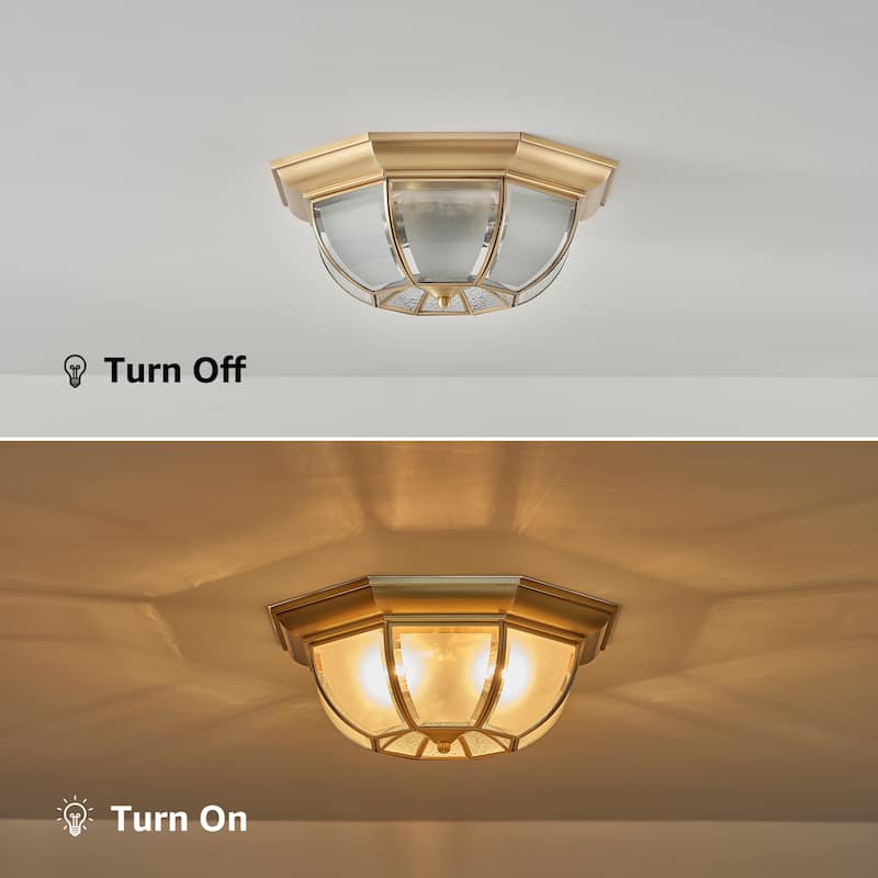 Starsky Vintage 3-Light Glass Brass Flush Mount