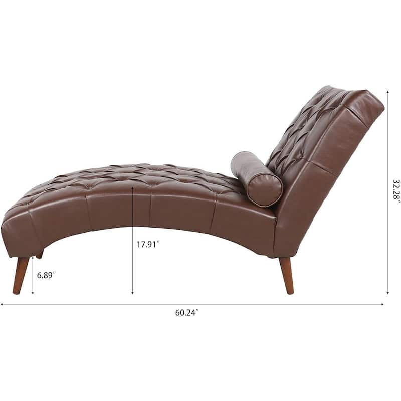 PU Leather Chaise Lounge Chair with Tufted Back - 60.24" L x 25.39"W x 32.28"H