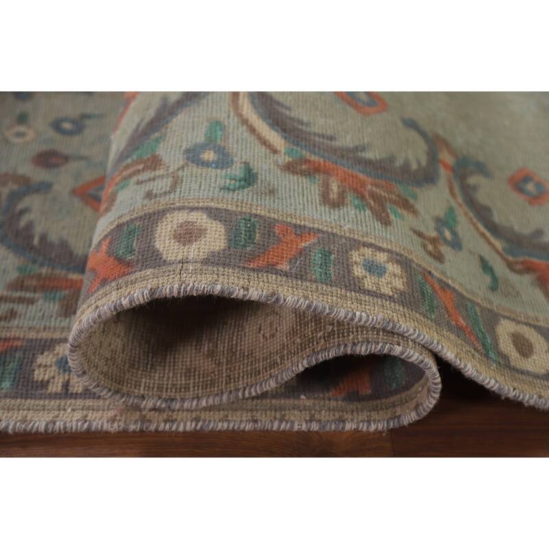 Hand Knotted Oriental 100% Wool Carpet Traditional Medallion Green Tabriz Area Rug - 10' 9'' X 7' 6''