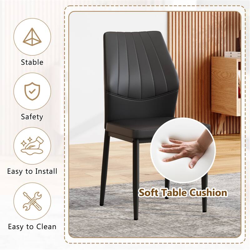 Modern Dining Chair with PU Backrest Ergonomic Design and Adjustable Non-Slip Feet, for Restaurants, 4-Piece Set