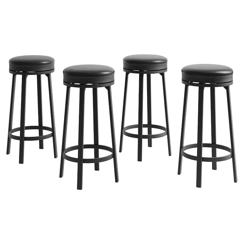 30'' Swivel Bar Stools Set of 4, Counter Height Bar Stools with Footrest，Backless Round Design with Waterproof