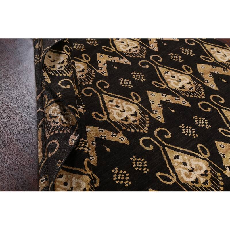 Geometric Oriental Gabbeh Kashkoli Area Rug Hand-knotted Wool Carpet - 7'10" x 11'3"