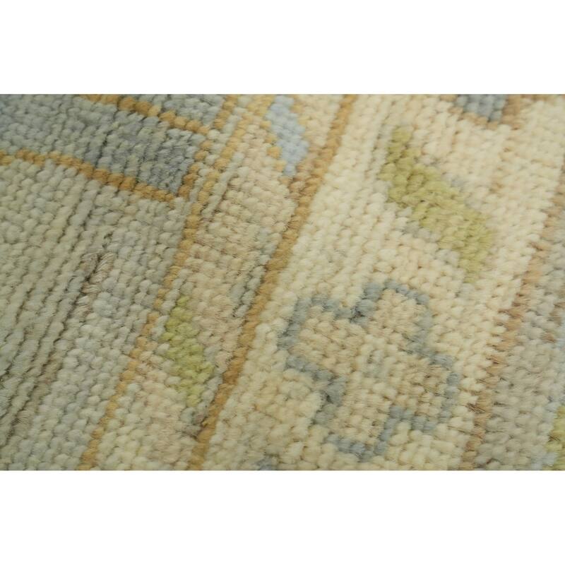 Vegetable Dye Wool Oushak Turkish Large Rug, Floral Geometric Carpet - 14' 6'' X 12' 3''