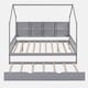 preview thumbnail 49 of 54, Wooden Twin Size House Bed with Trundle,Kids Bed with Shelf