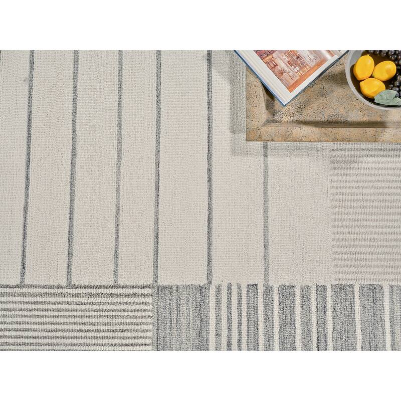 Exquisite Rugs Castine Handmade Hand-tufted New Zealand Wool on Canvas Silver/Ivory Area Rug