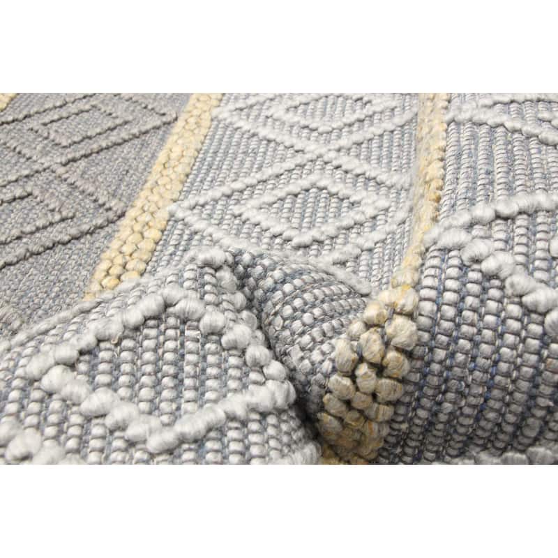 ECARPETGALLERY Braid weave Sienna Grey Wool Rug - 6'0 x 8'6