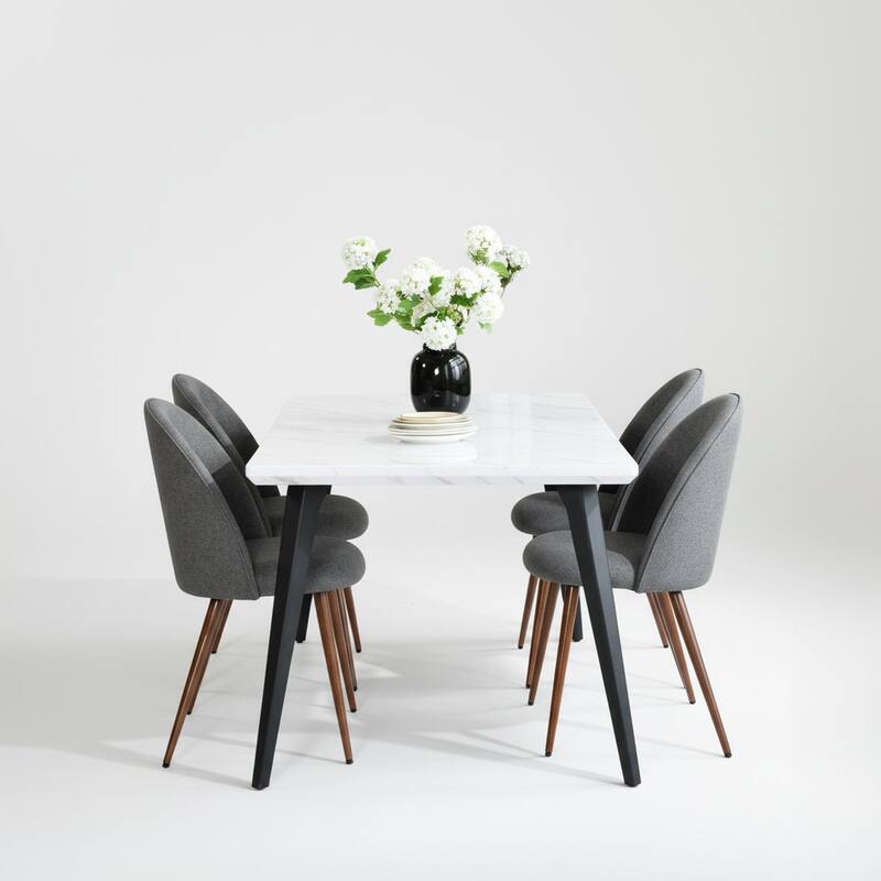 Homy Casa 5-Piece Modern Dining Set with Rectangular Table and 4 Upholstered Chairs