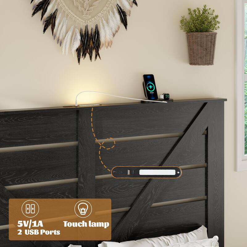 Full Bed Frame Headboard,Wood Platform Bed Frame,Noise Free,No Box Spring Needed and Easy Assembly Tool,Large Under Bed Storage