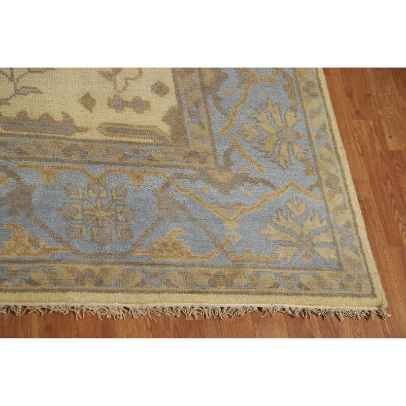 Oushak Indian Area Rug Handmade Transitional Beige Wool Carpet - 8'1" x 9'8"